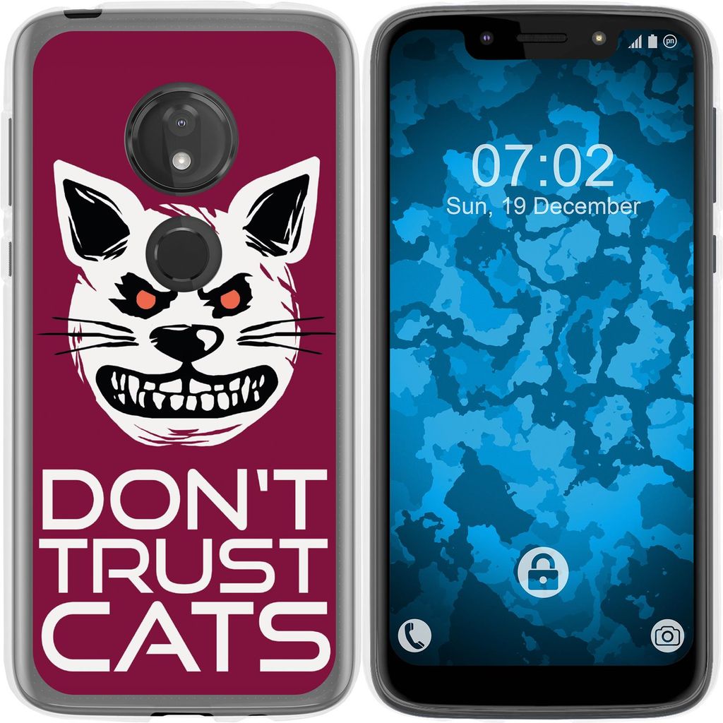 PhoneNatic Case kompatibel mit Motorola Moto G7 Play Silikon-Hülle Crazy Animals Katze M1