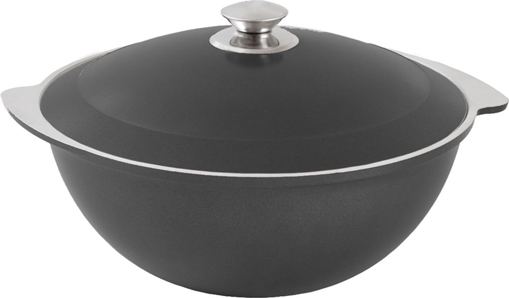 Kazan - Kasan aus Alu Aluguss 12 Liter - Schmortopf - Asia-Wok - Dekorative Außenbeschichtung Schwarz