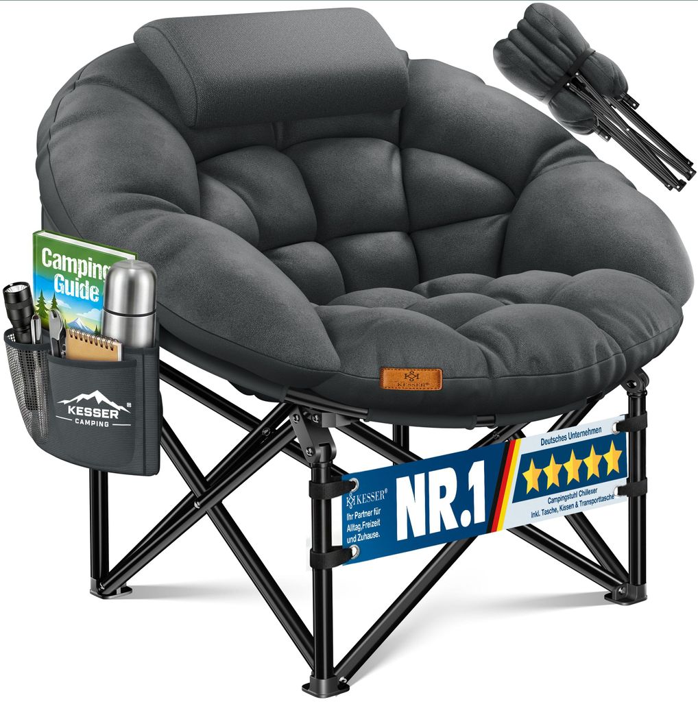 KESSER® Campingstuhl faltbar 150kg Klappstuhl mit Kissen, Produktbild 