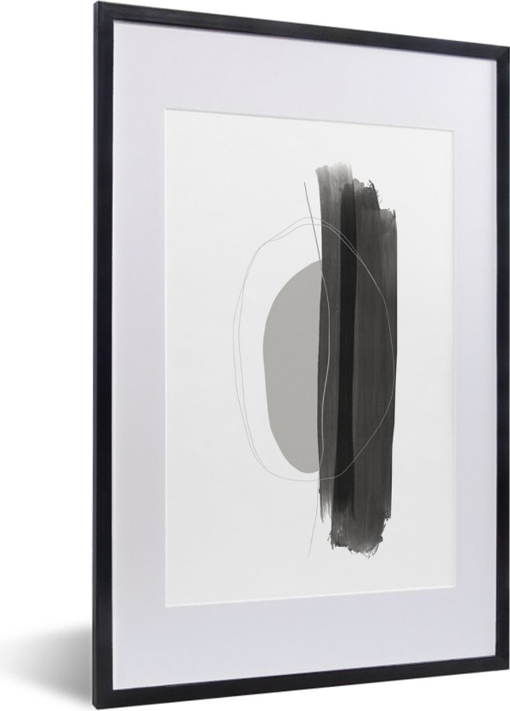 MuchoWow Gerahmtes Poster Abstrakt - Malerei - Minimalismus 40x60 cm - Poster mit Schwarzem Bilderrahmen Wandposter Rahmen Foto Bilder - Poster i...