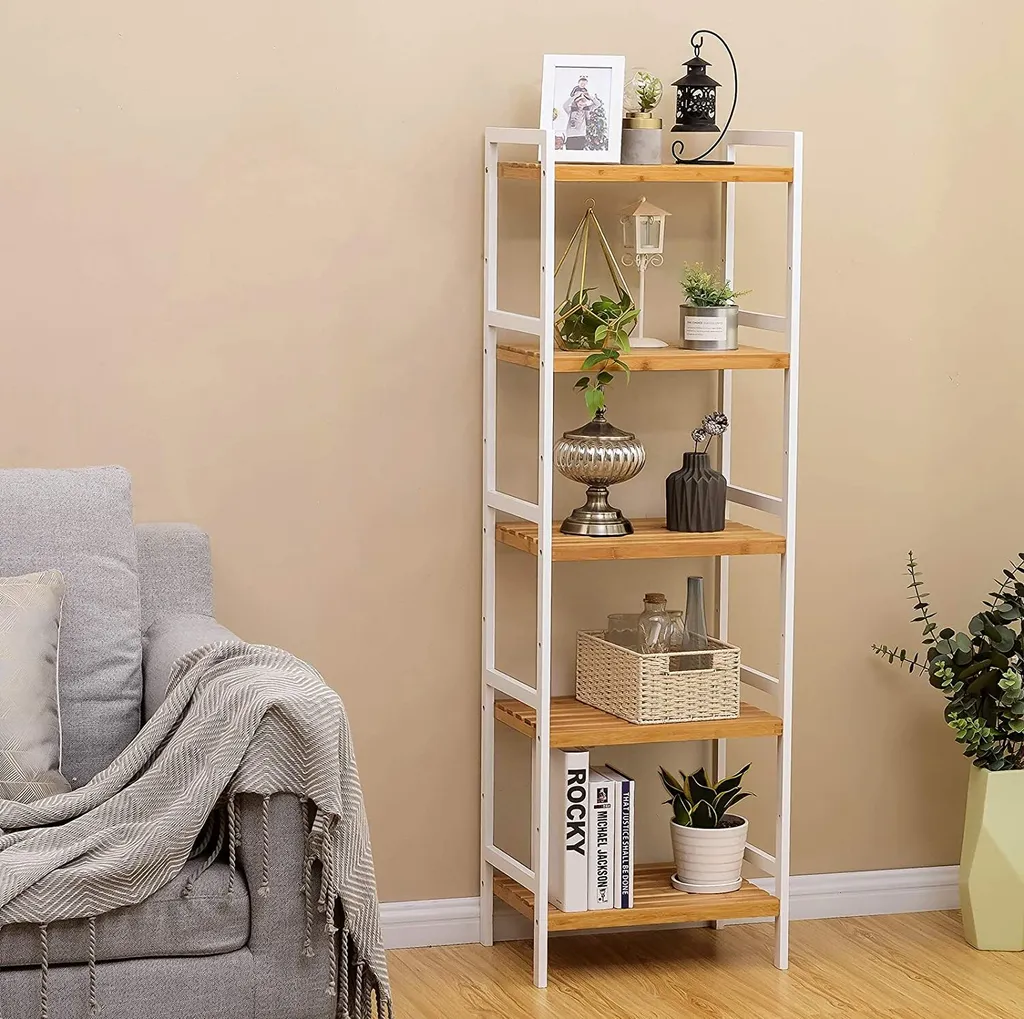 Solution de Rangement Verticale en Bambou - Étagère 5 Niveaux Rootz