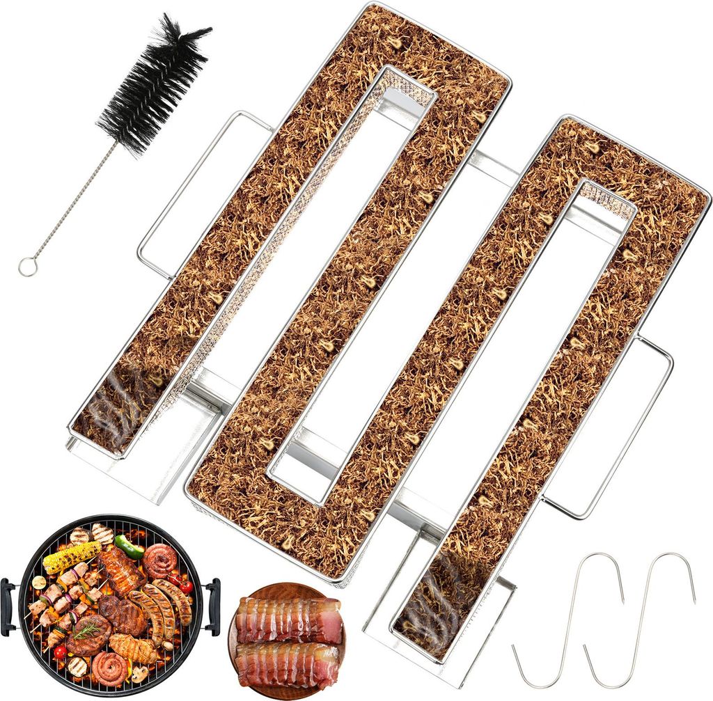 Faziango BBQ Räucher - M Typ aus Edelstahl 22,5x17,5x4,5cm, Kaltraucherzeuger Kaltrauchgenerator Kalträuchern Smoker Räuchern