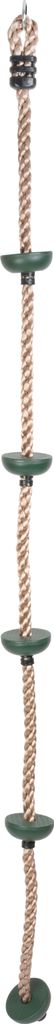 A product shot of a climbing rope with handles and platforms.