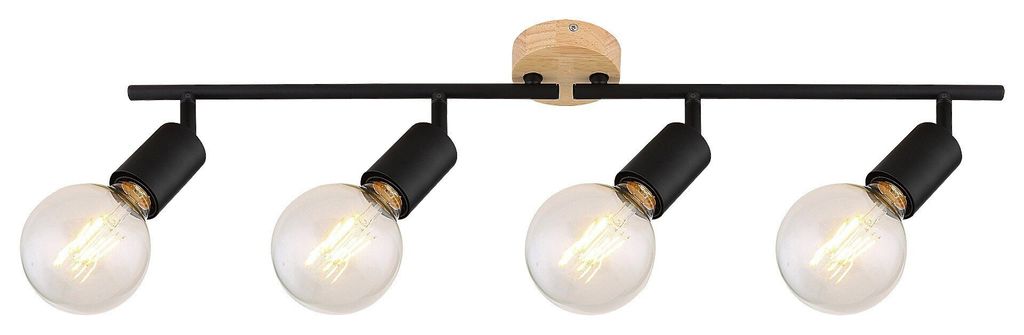 Rabalux 3979 Deckenstrahler 4 Spots Pablo, E27-Holz, schwarz, Industriell, 72cm