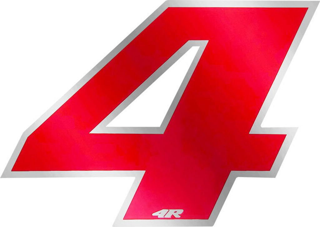 Sticker Rennnummer für Motorrad "4" rot 100 x 130 mm