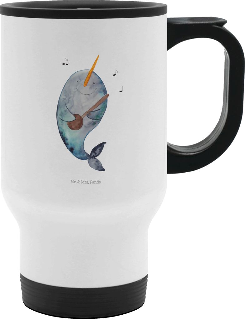 Mr. & Mrs. Panda thermosbecher Narwal Gitarre - Weiß - Geschenk, Probleme, Thermobecher To Go, Gespräche, Kaffeebecher, Becher, To-Go-Becher, Tan...