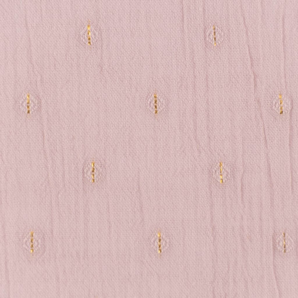 Baumwollstoff Meterware Crinkle Dobby Polyester rosa goldfarbig 1,35m