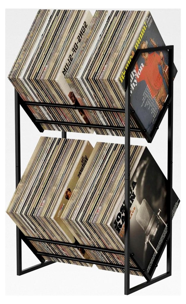 Schallplatten-Aufbewahrungsregal, 2-stöckiger Vinylständer für 200 LPs, verstärktes Design, Album-Ausstellungsregal