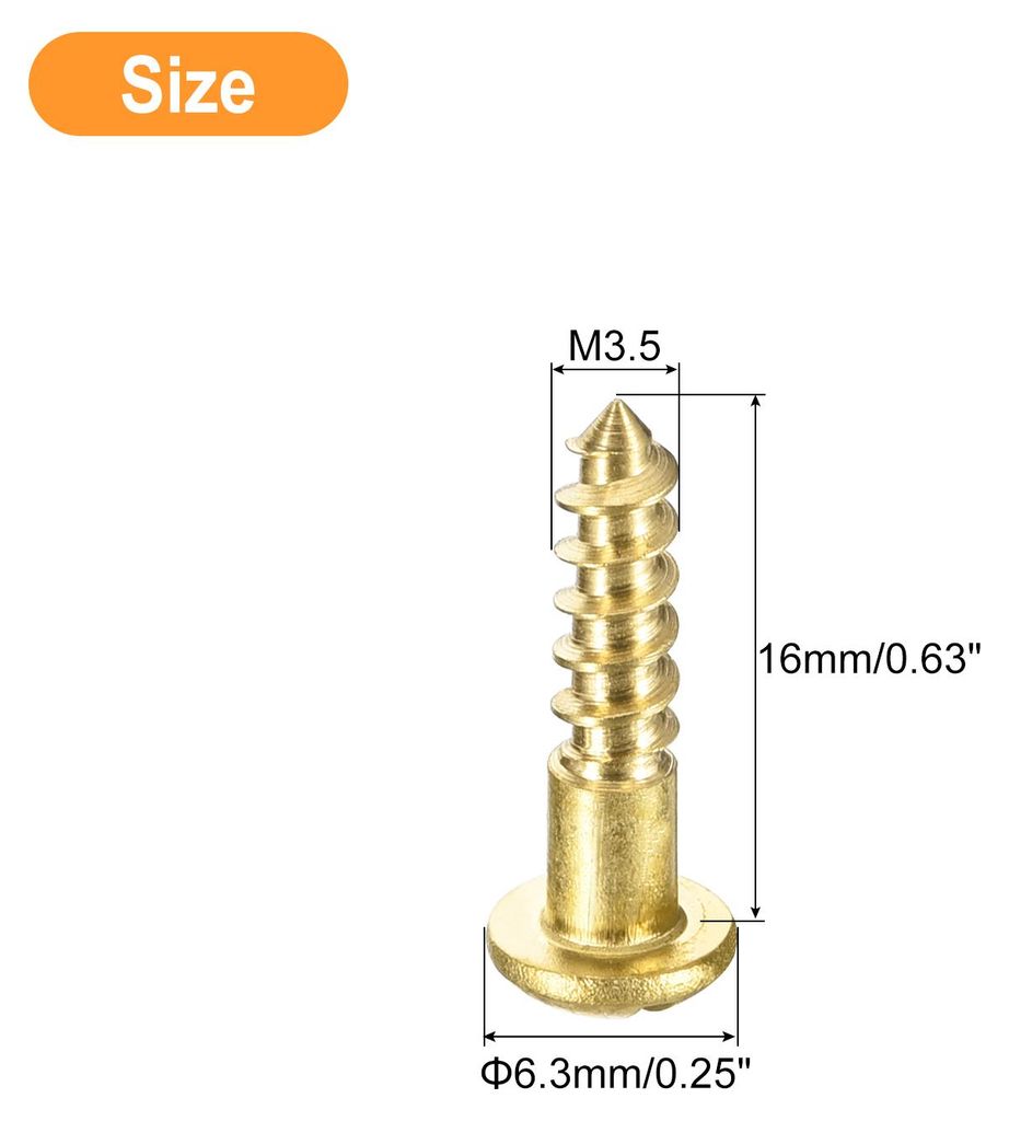 Holzschrauben M3,5 x 16mm Schlitz Rundkopf Messing Selbstschneidende Schraube Holzarbeitsschraube 60 Stš¹ck
