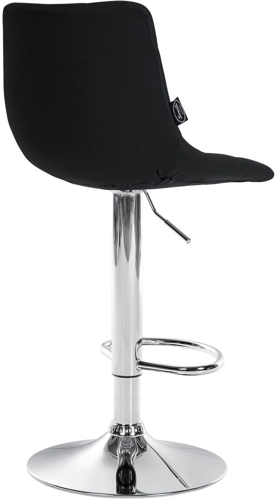 DELUKE Barhocker DUBAI - Schwarz, Kunstleder, Chrom | Barhocker mit Lehne Barstuhl Tresenhocker Tresenstuhl Kneipenhocker Kneipenstuhl