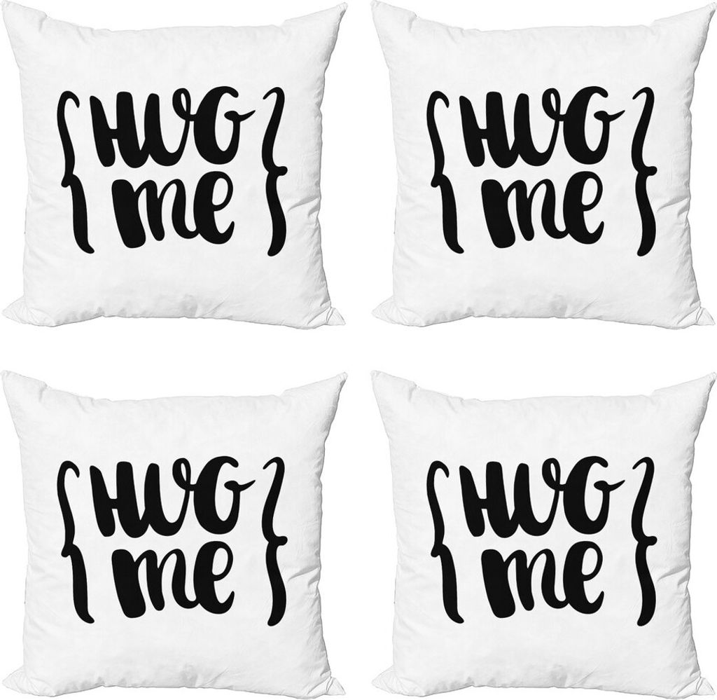 ABAKUHAUS Umarmung Kissenbezug Set (4 Stück), Pinsel Kalligraphie von Hug Me, Moderner Doppelseitiger Digitaldruck, 45 cm x 45 cm, Charcoal Grau u...