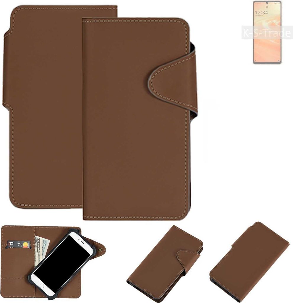 K-S-Trade Schutzhülle Klapphülle Kunstleder für Sharp Aquos Sense6s braun Handy Hülle Wallet Case