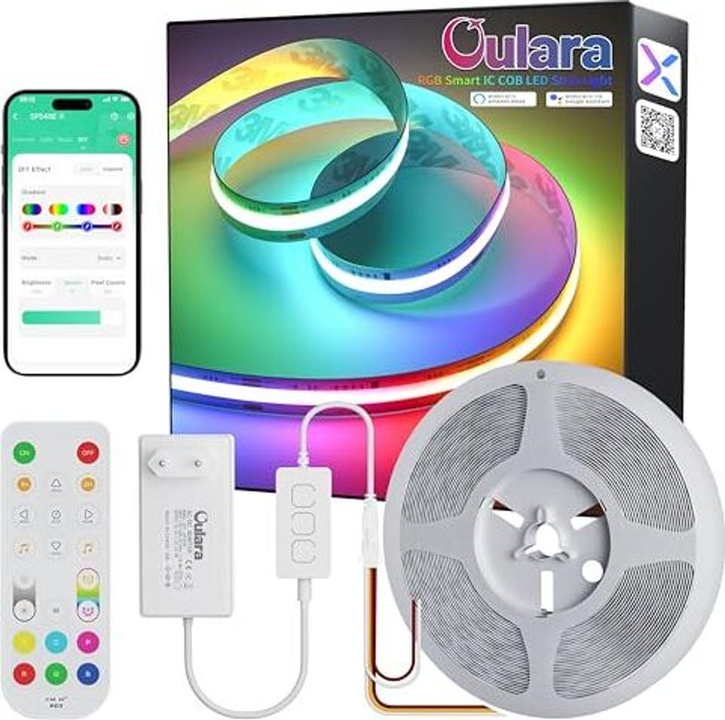 RGB Smart IC Cob LED -LED -Strip 10 m, adressierbares 24 -V -Farb -Musikmodus, mehrfarbiger flexibler Set WiFi -Controller Alexa Power Supply Party