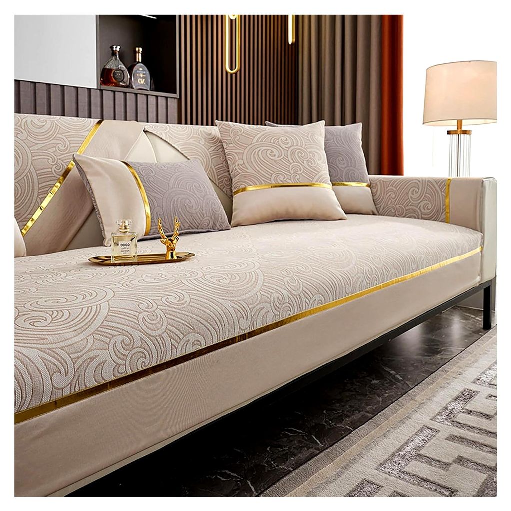 Tierdichter Sofaüberwurf Chenille mit Kissenbezügen für 1/2/3/4-Sitzer, rutschfeste Sofaschutzbezüge, Möbelschutz für alle Jahreszeiten (B/Be...