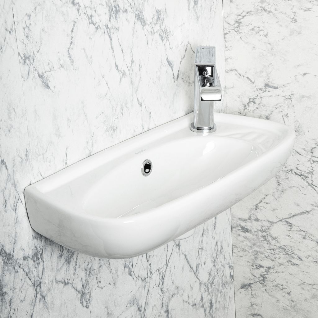 Lavabo sospeso, lavabo, bianco, 51 x 25 cm, destro, Immagine del prodotto 