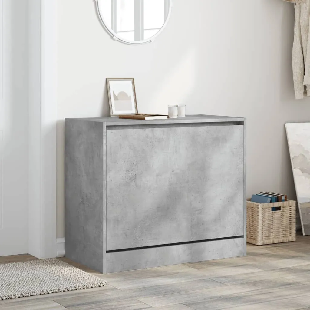 Mobile Porta Scarpe 80x42x69 cm Grigio Cemento - Design Industrial Legno - 3