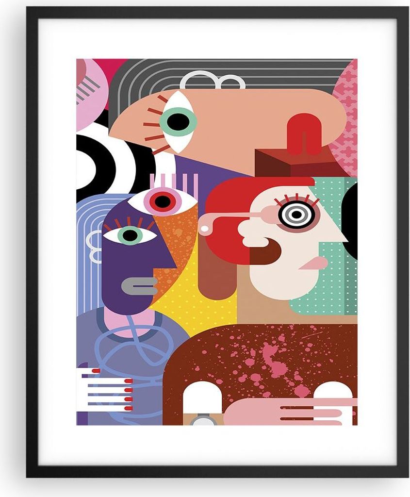 Gerahmtes Poster - Schwarzer Rahmen - Abstraktion modern - 40x50 cm - Wand Bild - Wanddeko - Wandbilder - Kunstposter - Wandposter - Bilderrahmen -...