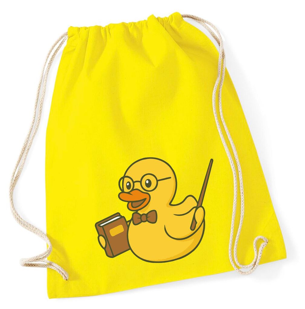 Huuraa Turnbeutel Quietscheente Lehrer Comic Gummiente 12 Liter Yellow Baumwolle Rucksack Geschenkidee