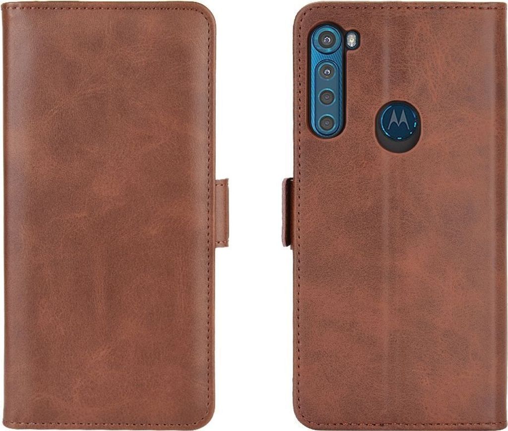Mobigear Slim Magnet Motorola One Fusion Plus Hülle Klapphülle Geldbörse - Braun