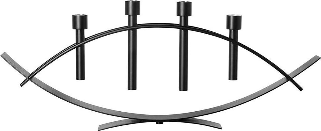 Fink ARCO, Leuchter, 4-flammig, Aluminium, Eisen, pulverbeschichtet, matt, schwarz, L. 6 cm, B. 78.5 cm, H. 30 cm 141099