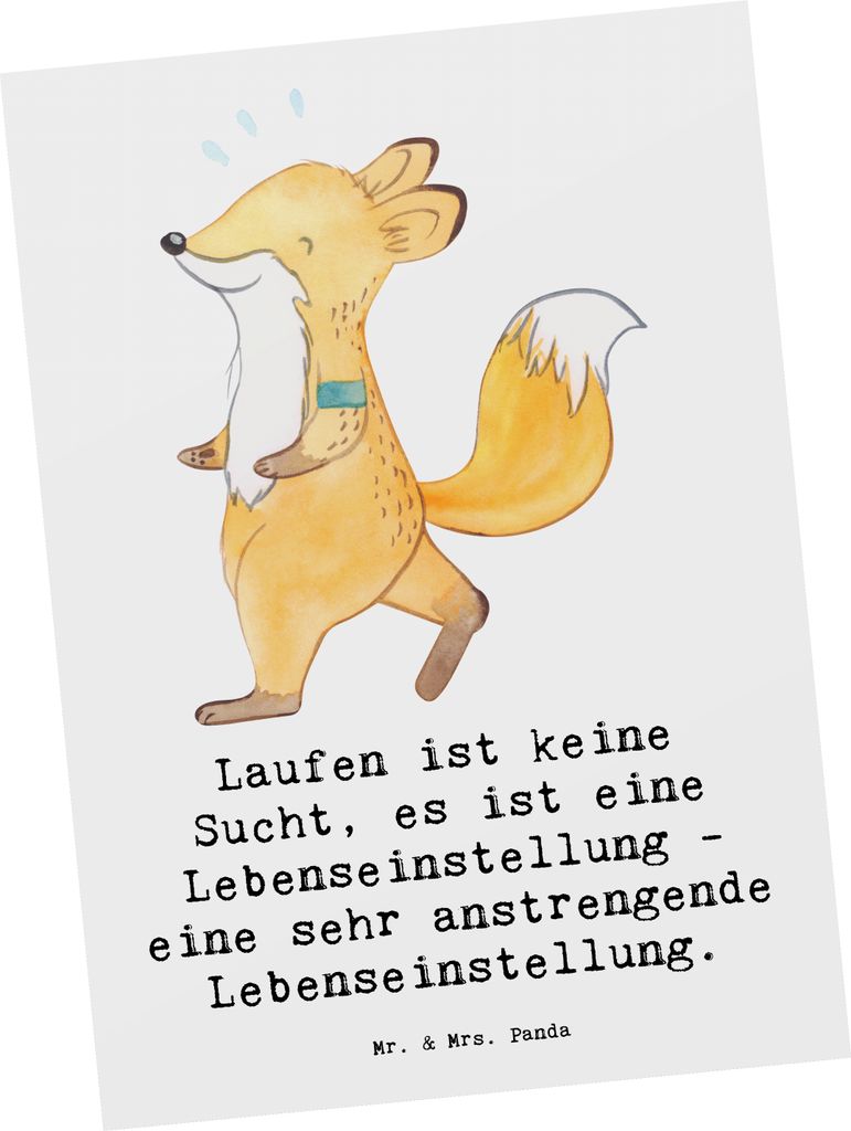 Mr. & Mrs. Panda Postkarte Laufen Lebensstil - Weiß - Geschenk, kunstkarte, Sportler, Leidenschaft, lauffans, bildkarte, Sport, Postkarten, Ansich...