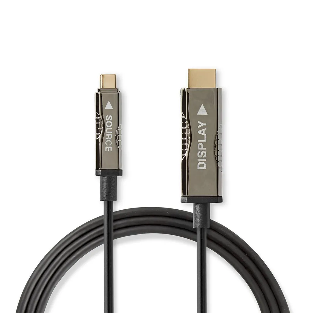 Cavo USB-C a HDMI 50m Fibra Ottica | 4K 60Hz Black Series PVC