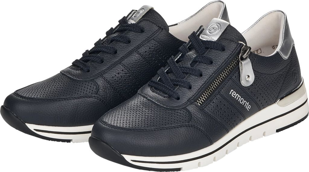 Remonte Damen Echtleder Sneaker blau kombi, Damen:40 EU Produktbild 