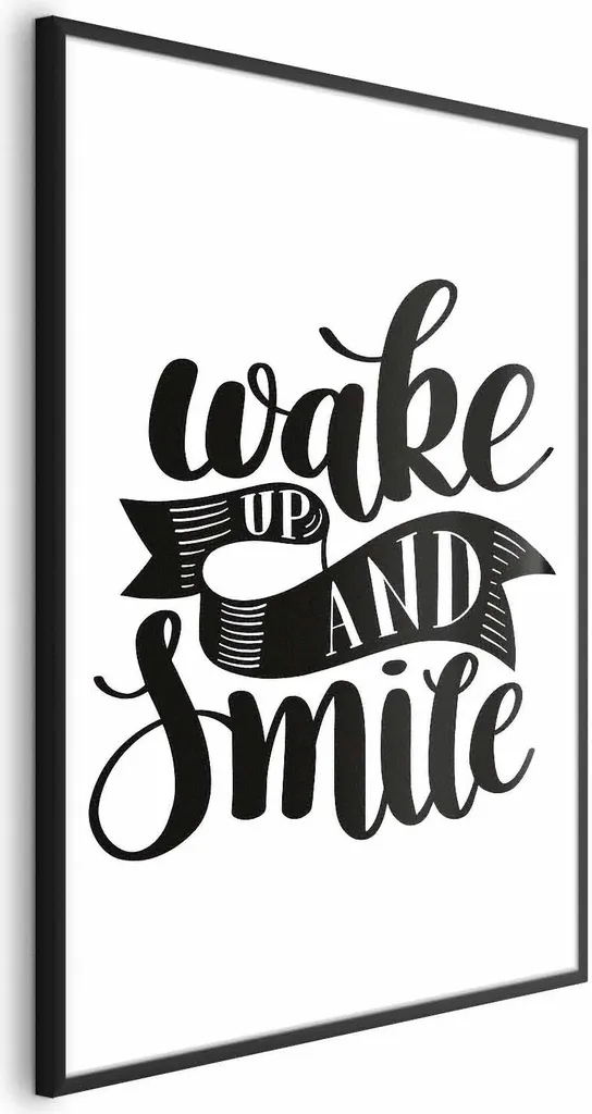Poster Motivazionale Ufficio 60x90 Wake Up and Smile Cornice Nera