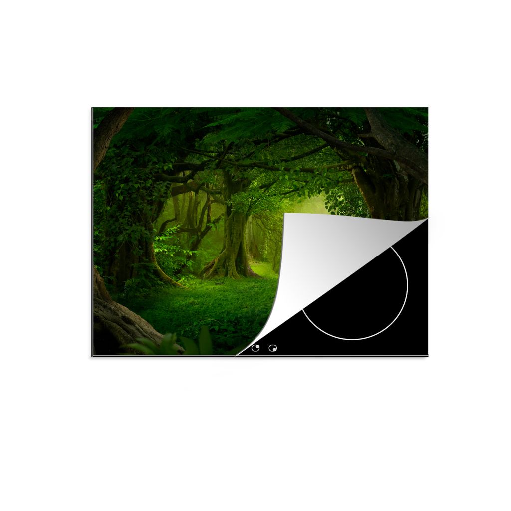 KitchenYeah Herdabdeckplatte Bäume - Wald - Grün - Landschaft - Natur , 70x52cm, Küche Deko, Glaskeramikkochfeld Herdabdeckung, Abdeckplatte f...