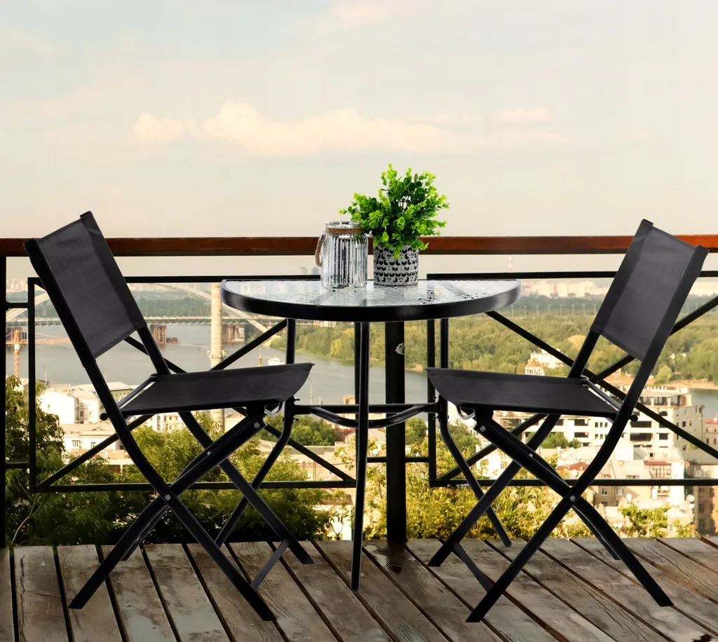 Set Balcone VBChome Nero: Mobili Salvaspazio Pieghevoli 3 Pezzi - 7