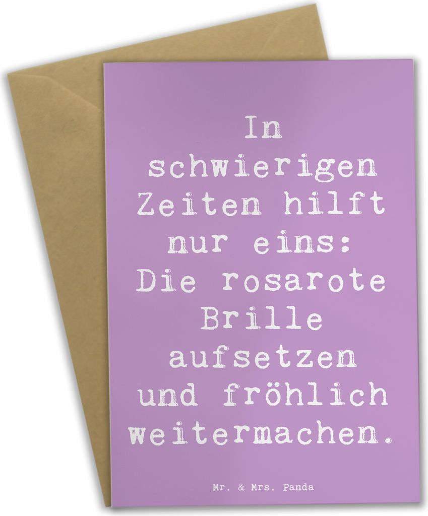 Mr. & Mrs. Panda Grußkarte Spruch Hoffnung in schwierigen Zeiten - Lavendeltraum - Geschenk, babykarte, Gefühl, Zitat, fröhlich weitermachen, Mo...