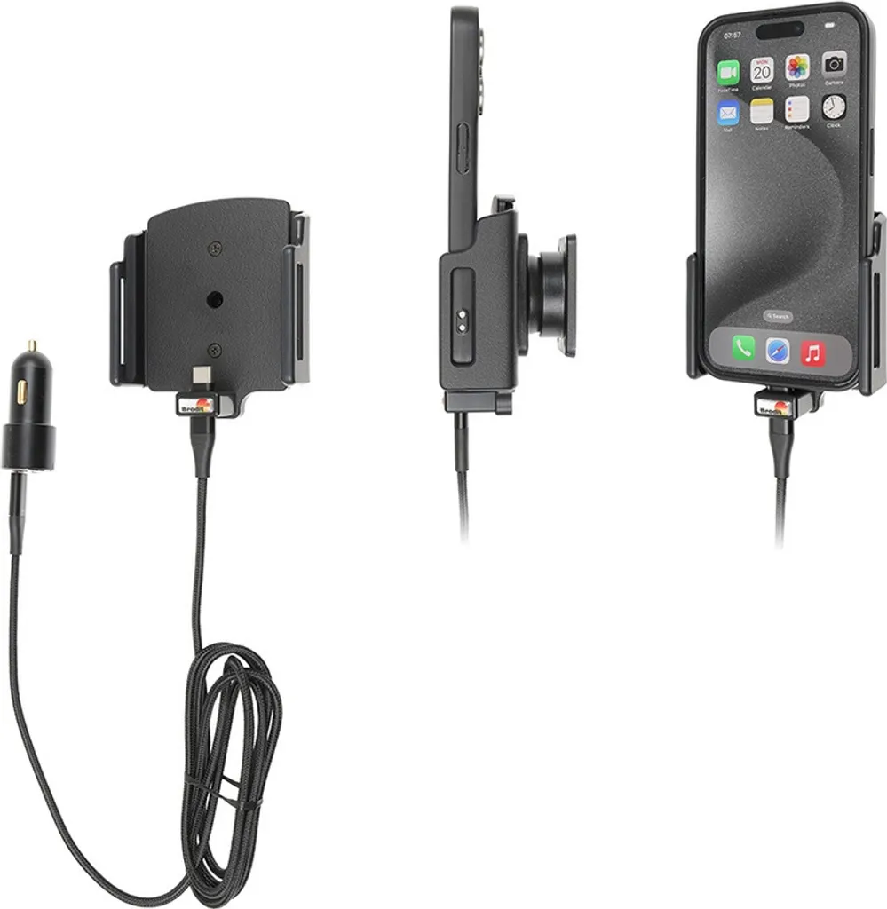 Brodit iPhone 15 Pro Supporto Auto Sicuro USB-C Regolabile 70-83mm