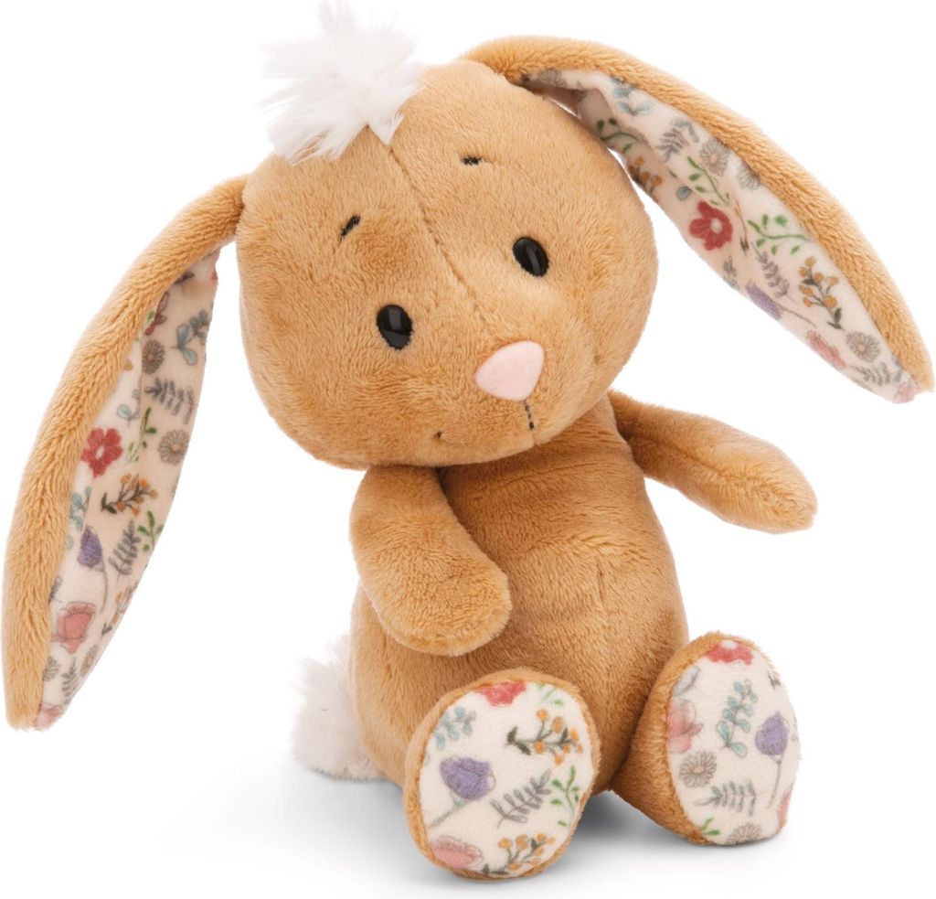 A stuffed bunny toy is shown sitting against a white background.