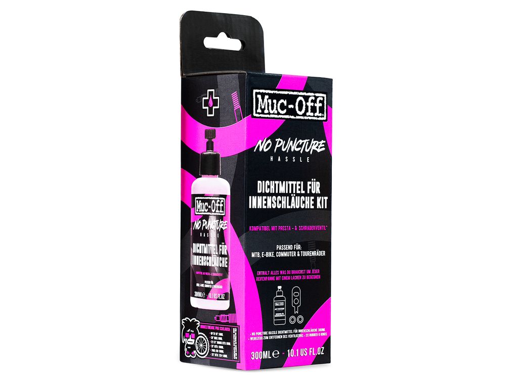 Muc-Off No Puncture Hassle Dichtmittelkit für Innenschläuche 300 ml Fahrrad Dichtmittel Schlauch Set Kit Panne Reparaturset Pannenkit