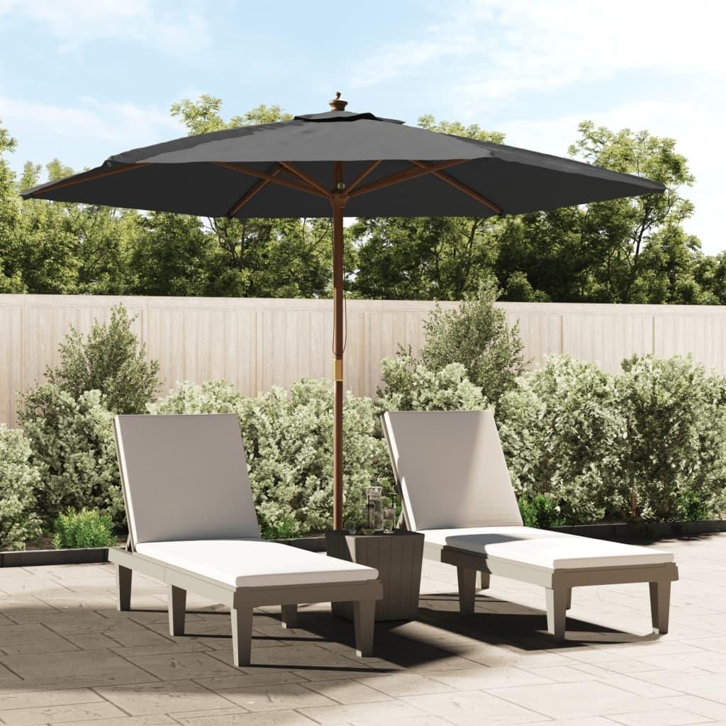 Ombrellone con palo in legno antracite 299x240 cm Immagine del prodotto 