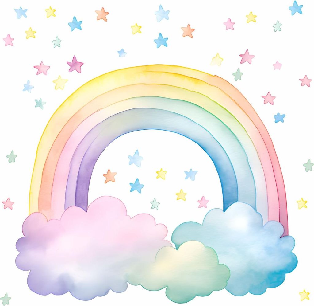 252 Wandtattoo Regenbogen pastell - Größe 1000 x 1000 mm