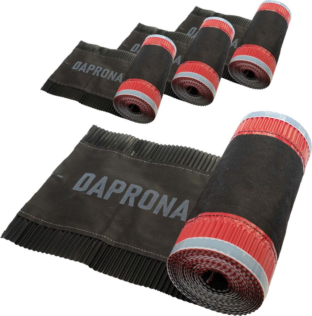 DAPRONA Firstband Alu 4 Rollen - 180mm x 5m Schwarz (RAL 9005) Rollfirst für eine optimale Dachfirst Abdeckung, Super Butylkleber
