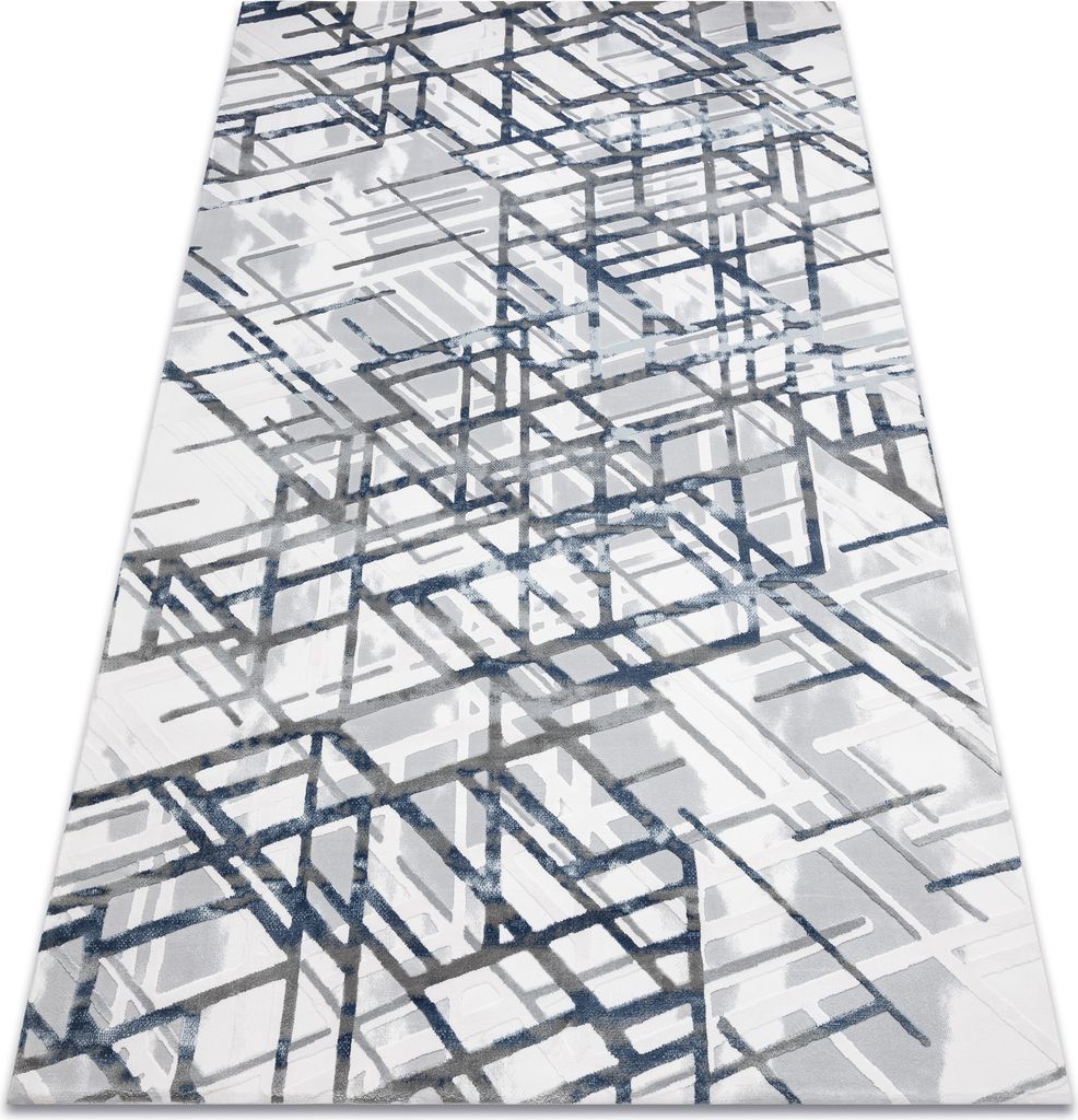 Teppich ACRYL VALS 8381 Linien räumlich 3D blau Blau 80x300 cm