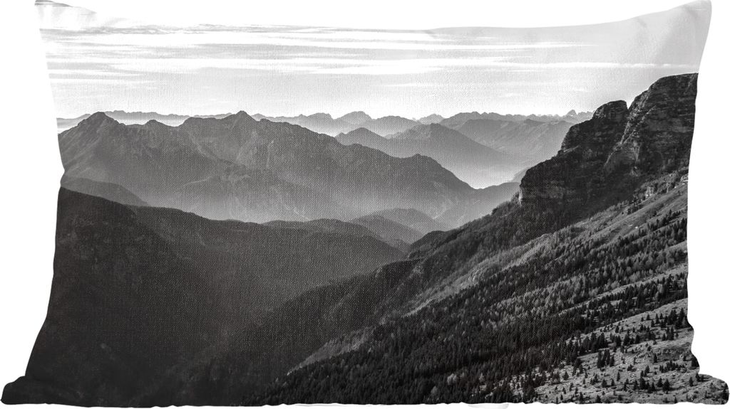 MuchoWow Zierkissen Sofakissen Wohnzimmer Dekokissen 60x40 cm Berge - Natur - Nebel - Kopfkissen - Polster mit Foto