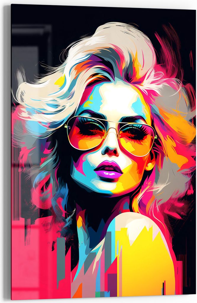 DEQORI Glasbild Echtglas 40x60 cm 'Farbige Eleganz' Wandbild Bild modern Deko