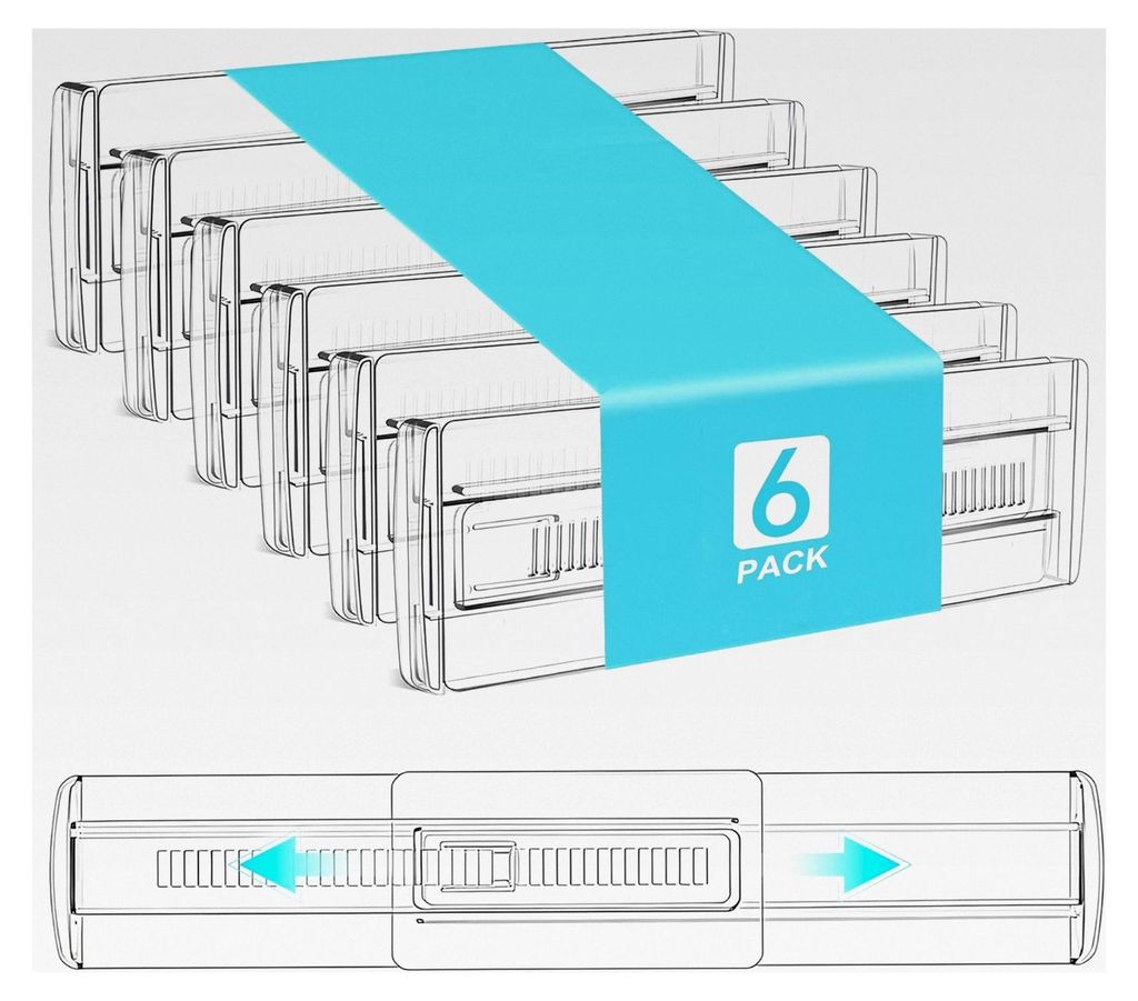 6 Stück verstellbare transparente Schubladentrenner für Schrank, Küche, Schlafzimmer, Badezimmer, Schreibtisch, Kommode, Unterwäsche, Socken