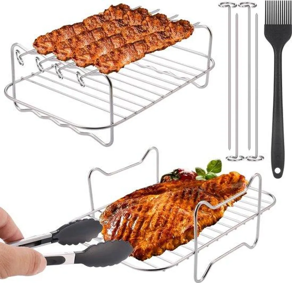 Lot de 4 grilles inox pour friteuse à air chaud - Accessoires robustes