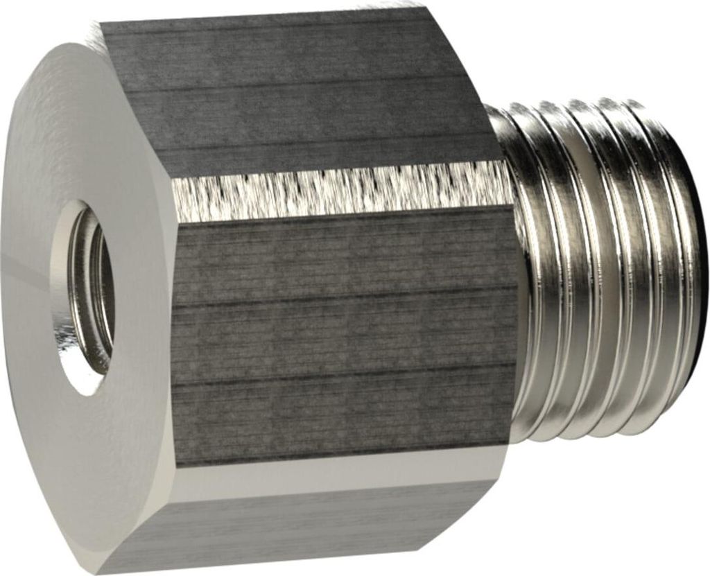 Riegler Reduziernippel lang, M5 a., M3 i., SW 7, Messing vern.