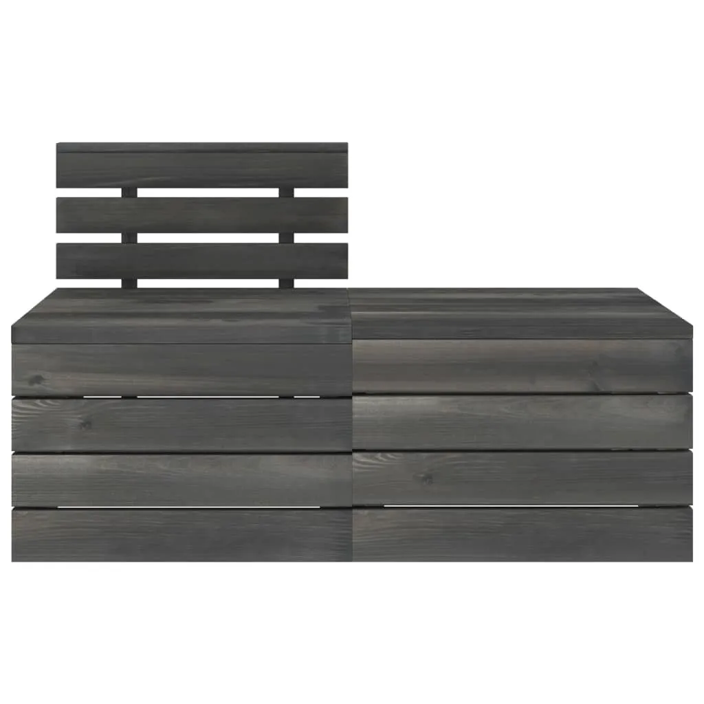 Set Divani Pallet 2 Pezzi Legno Pino Grigio Scuro | Qualità Premium
