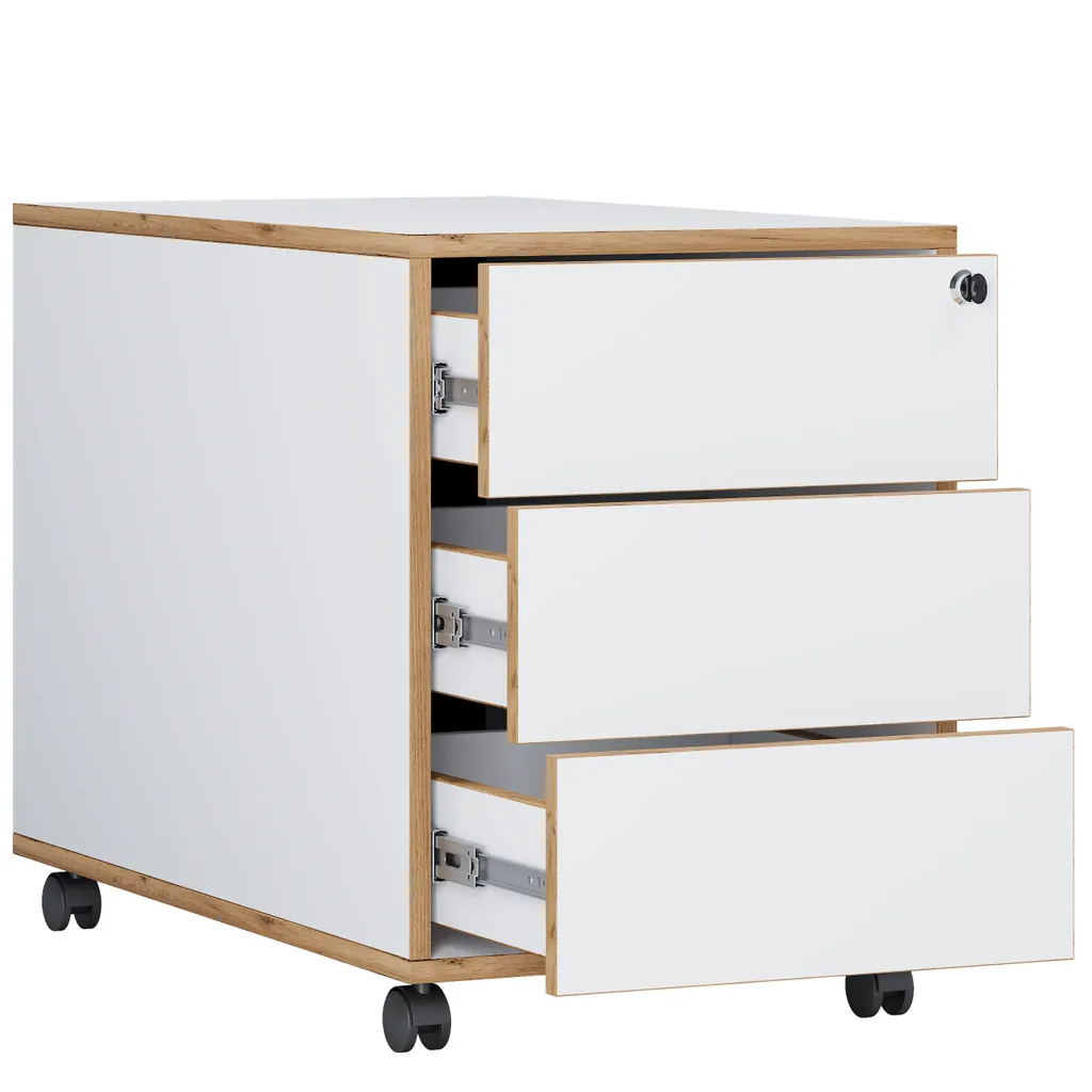 Caisson de Bureau Mobile Salia avec 3 Tiroirs de Rangement VCM