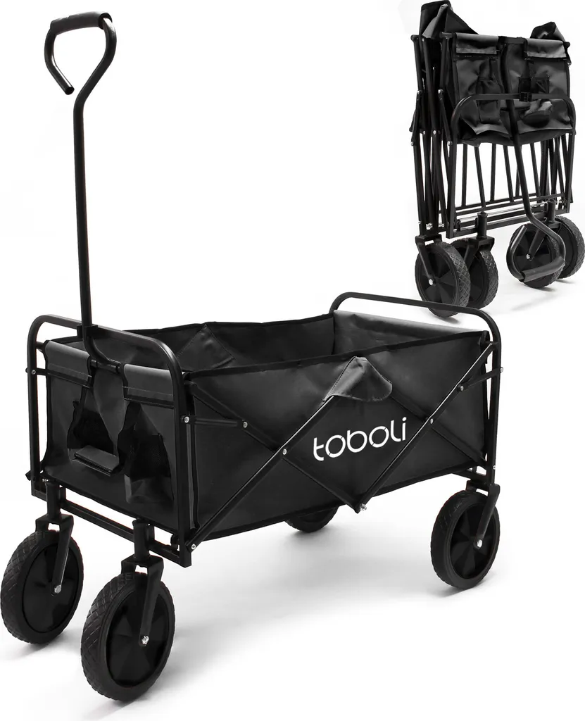 Chariot de transport Toboli pliable noir 100 kg avec roues tout-terrain