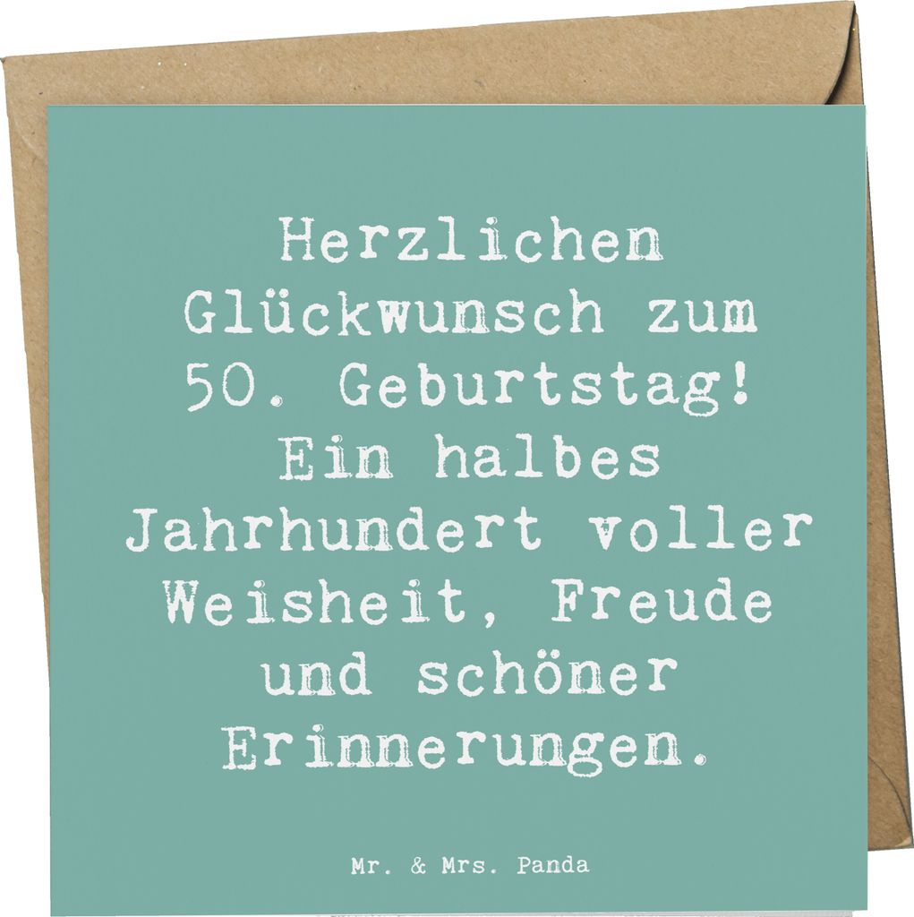 Mr. & Mrs. Panda Glückwunschkarte Spruch 50. Geburtstag - Meeresbrise - Geschenk, Klappkarte, besondere Anlässe, Alter, Weisheit, Freude, faltkar...