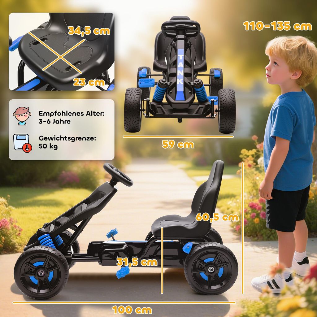 AIYAPLAY Gokart met handrem, automatische koppeling Productafbeelding 