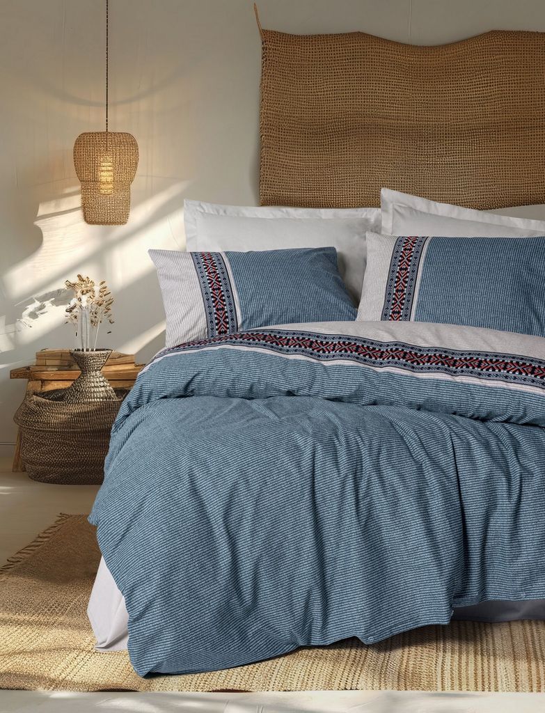 L'Essentiel Linge de Maison, Ranforce Doppel-Bettbezug-Set, Polku - Grey, 100 % BAUMWOLLE RANFORCE, Grau, 200 x 220 cm