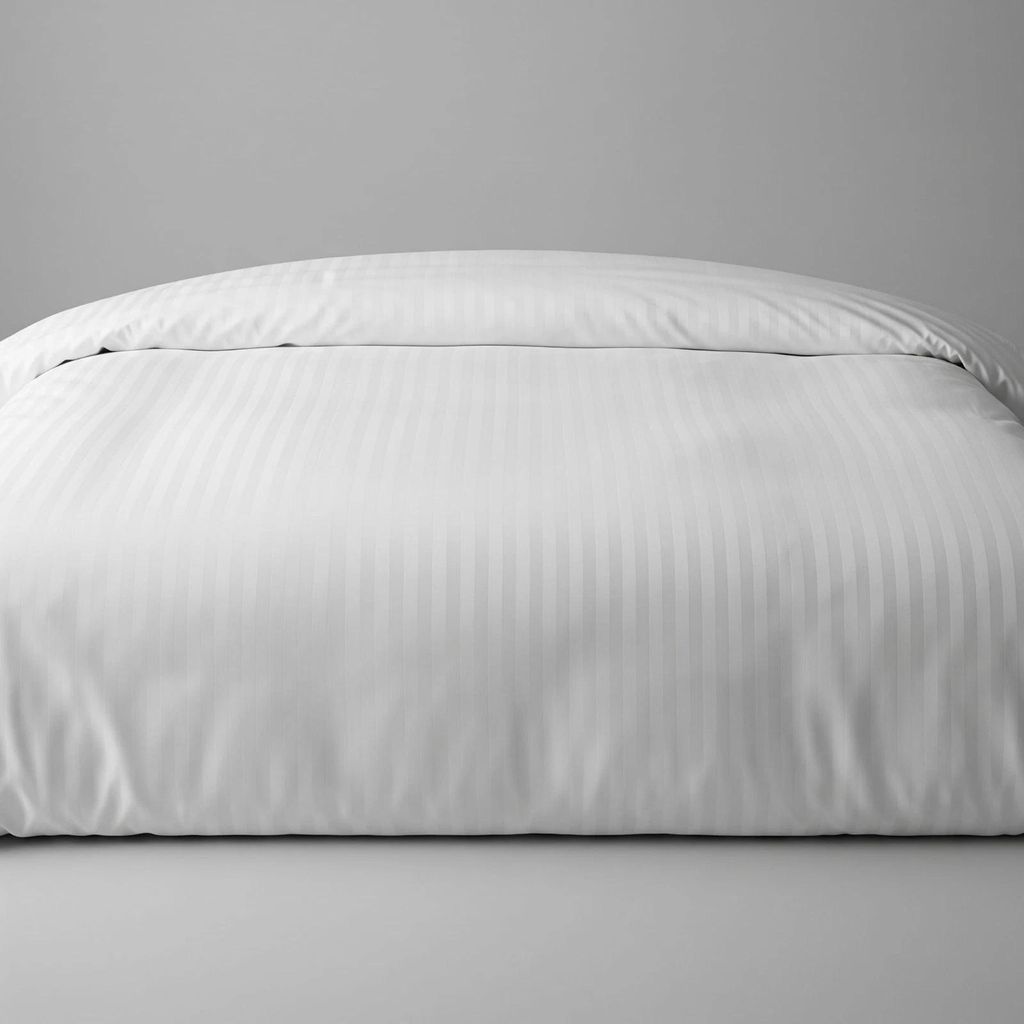 Hotelbettwäsche 100% Baumwolle Damast Streifen 20 mm Weiß Produktbild 